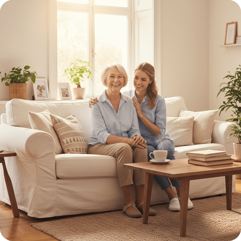 Senior receiving compassionate care at home