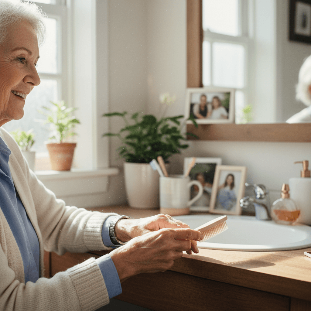Senior receiving compassionate home care